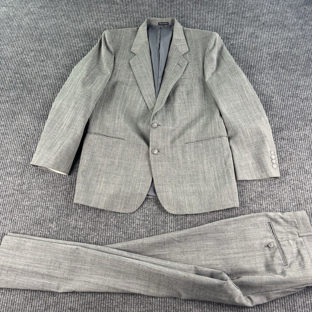 Vintage Aristocrat Rogers Suit 42S 35x28 Gray Birdseye Wool Silk Ducatti Pants